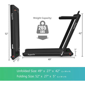 2 in 1 Folding Electric Treadmill 2.25HP Superfit Under Desk Treadmill