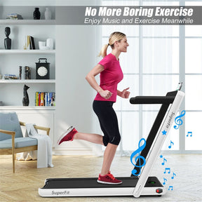 2 in 1 Folding Electric Treadmill 2.25HP Superfit Under Desk Treadmill
