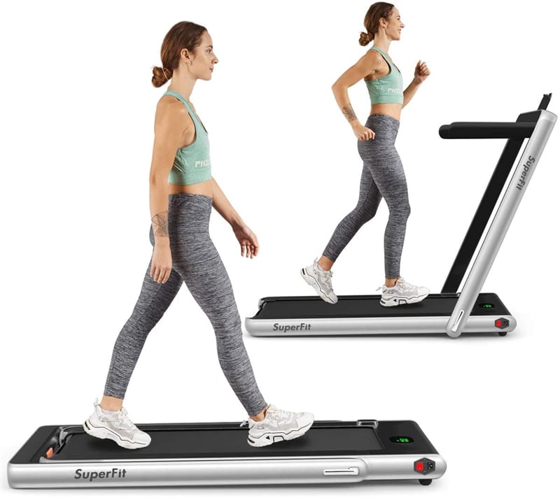 2 in 1 Folding Electric Treadmill 2.25HP Superfit Under Desk Treadmill