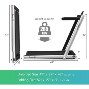 2 in 1 Folding Electric Treadmill 2.25HP Superfit Under Desk Treadmill