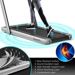 2 in 1 Folding Electric Treadmill 2.25HP Superfit Under Desk Treadmill