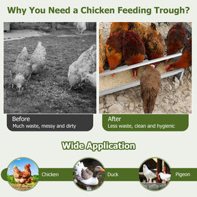 Metal Chicken Feeder Chicken Feeding Trough with Drainage Holes