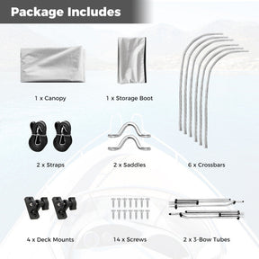 3-Bow/4-Bow Boat Bimini Top Sun Shade Boat Canopy with Storage Boot