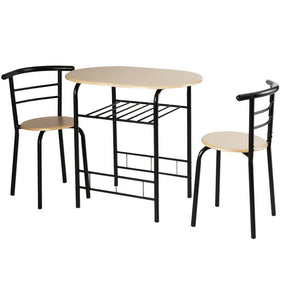 3-Piece Space-Saving Bistro Set for Kitchen and Patio with Wine Rack