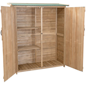 3-Tier Wooden Storage Shed with Double Lockable Doors for Outdoor Backyard