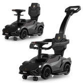 3-in-1 Ride On Push Car, Licensed Lamborghini Sliding Car w/ Removable Guardrails & Handle