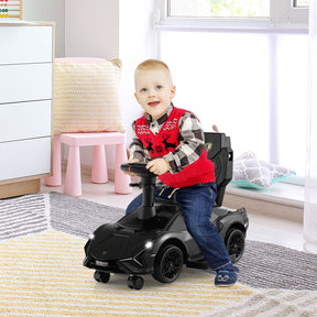 3-in-1 Ride On Push Car, Licensed Lamborghini Sliding Car w/ Removable Guardrails & Handle