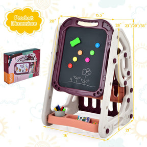 3-in-1 Adjustable Height Double-Sided Kids Art Easel with Accessories