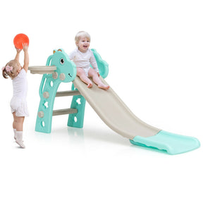 3-in-1 Baby Indoor Play Climbing Toys Slide Set with Basketball Hoop