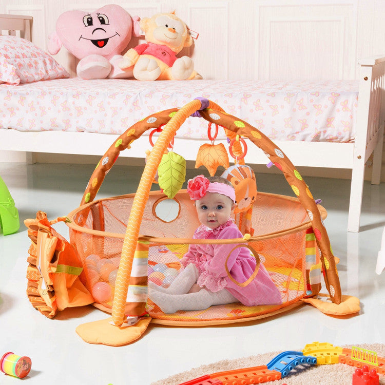 3-in-1 Cartoon Baby Activity Play Mat with Toys and Colorful Balls