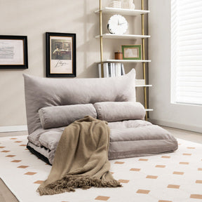 3-in-1 Convertible Lazy Sofa Foldable Floor Couch Sleeper Bed with Adjustable Backrest and 2 Lumbar Pillows