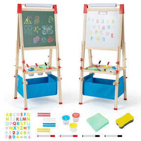 Double-sided Adjustable Height Art Easel with 60 Accessories and Storage Bag for 3-8 Years Toddlers