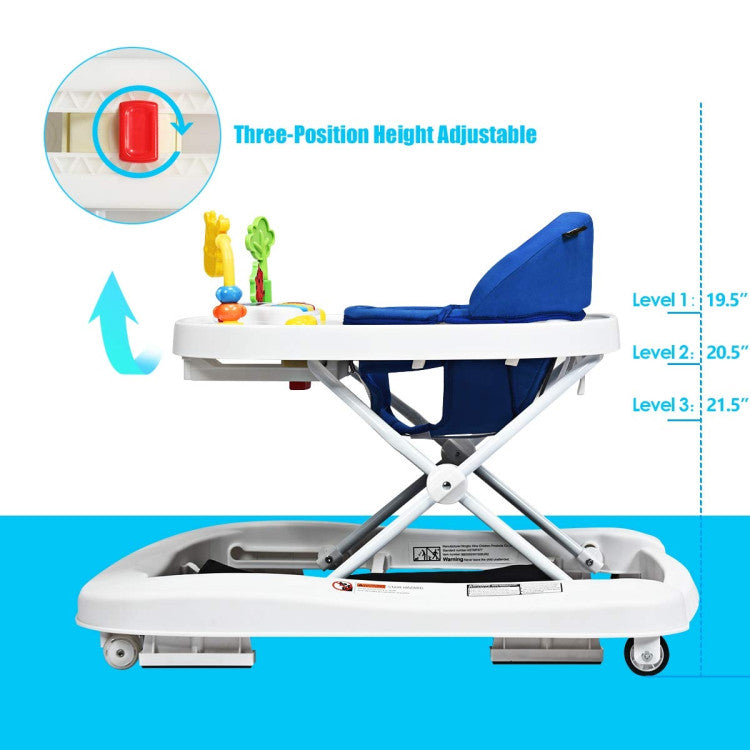 3-in-1 Foldable Adjustable Height Baby Walker Bouncer with  3-Position Height and Adjustable Speed