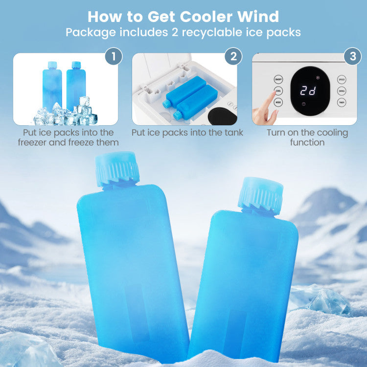 3-in-1 Portable Evaporative Air Swamp Cooler with Remote Control and 12H Timer