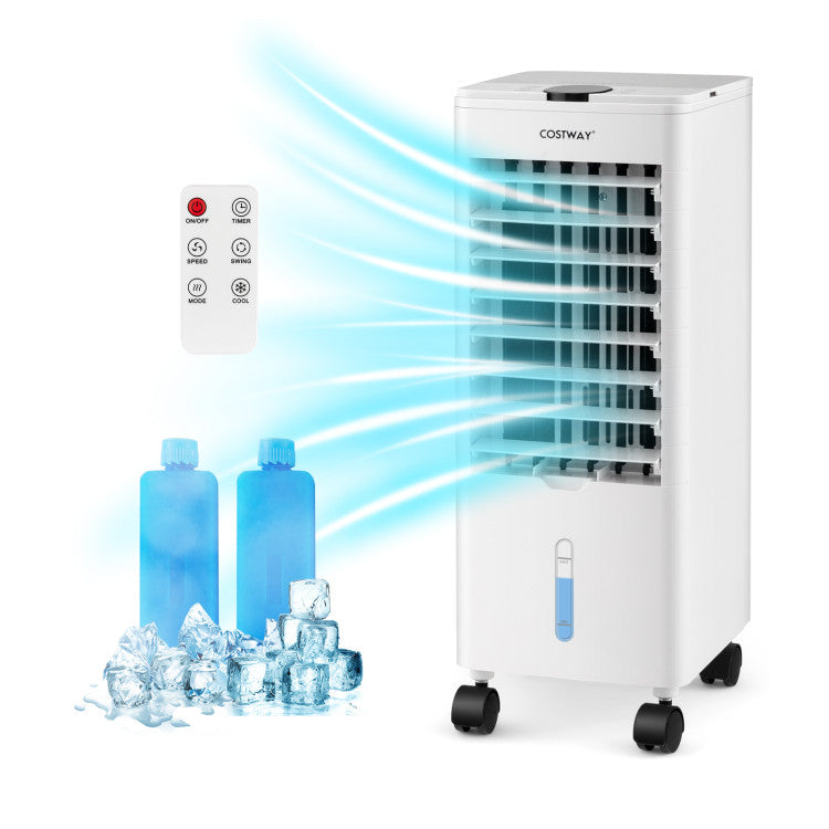 3-in-1 Portable Evaporative Air Swamp Cooler with Remote Control and 12H Timer