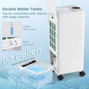 3-in-1 Portable Evaporative Air Swamp Cooler with Remote Control and 12H Timer
