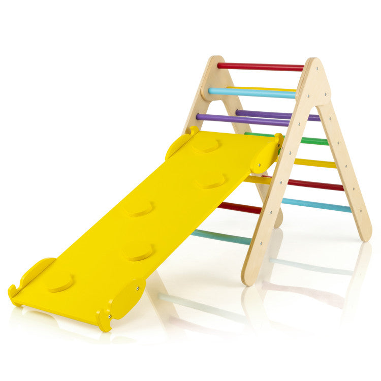 3-in-1 Wooden Climbing Triangle Climber with Adjustable Ramp