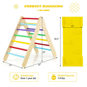 3-in-1 Wooden Climbing Triangle Climber with Adjustable Ramp