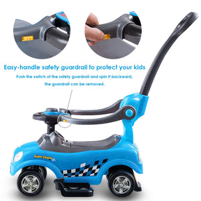 3-in-1 Ride On Kids Push Car with Detachable Guardrails and Handle