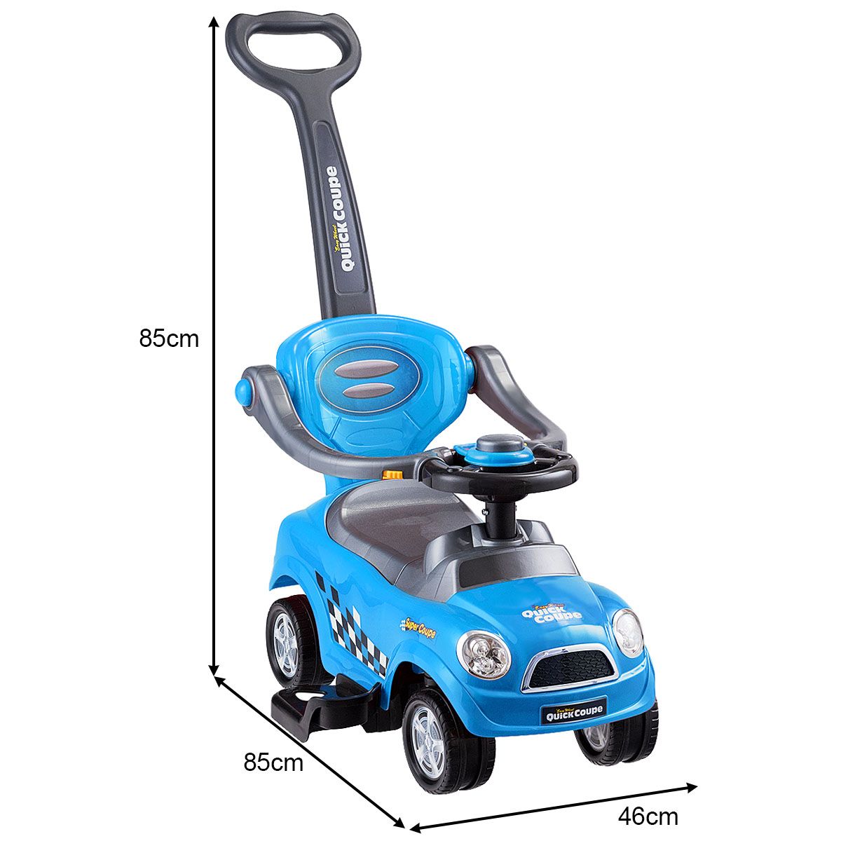 3-in-1 Ride On Kids Push Car with Detachable Guardrails and Handle