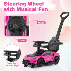 3-in-1 Ride on Push Car with 2 Universal Wheels and Music Steering