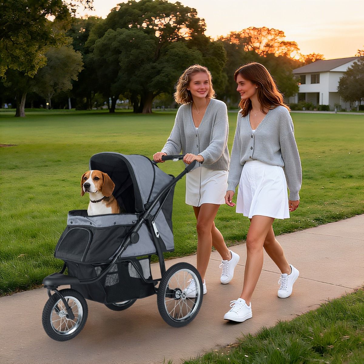 3-Wheel Pet Stroller for Small and Medium Dogs Foldable Cat Stroller Jogger