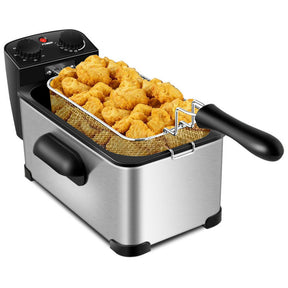 3.2Qt Stainless Steel Electric Oil Fryer Deep Fryer Pot with Fry Basket and Timer