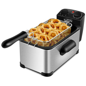 3.2Qt Stainless Steel Electric Oil Fryer Deep Fryer Pot with Fry Basket and Timer