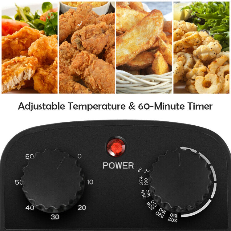 3.2Qt Stainless Steel Electric Oil Fryer Deep Fryer Pot with Fry Basket and Timer
