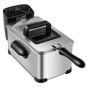 3.2Qt Stainless Steel Electric Oil Fryer Deep Fryer Pot with Fry Basket and Timer