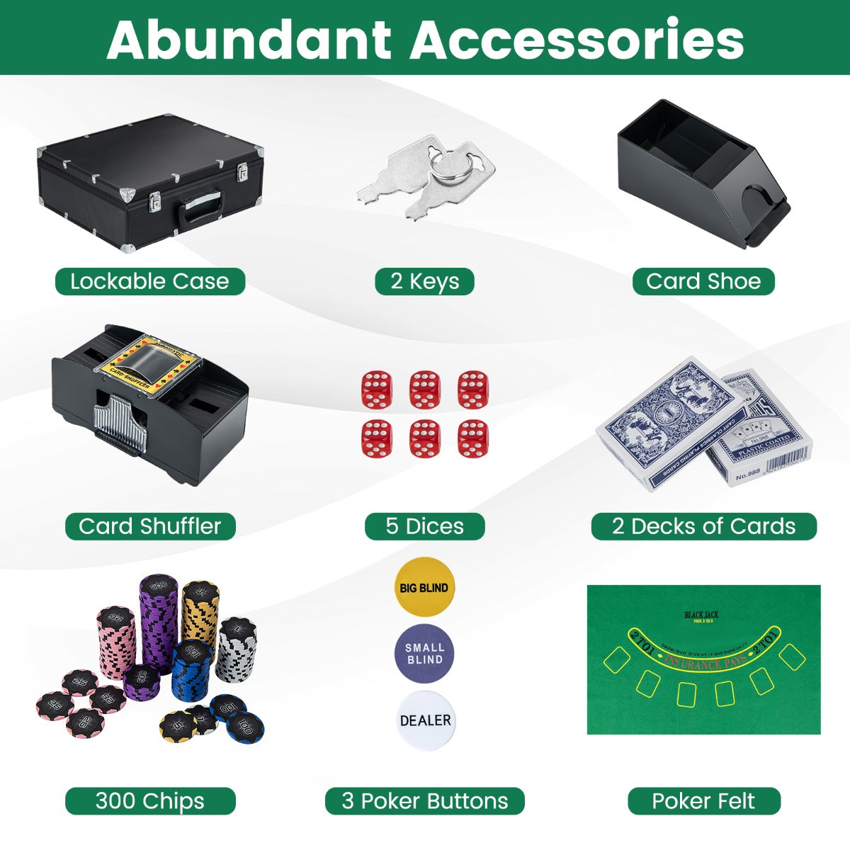 300 Pieces Casino Poker Chip Set with Automatic Card Shuffler