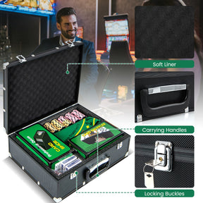 300 Pieces Casino Poker Chip Set with Automatic Card Shuffler