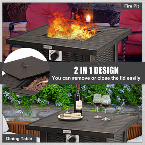 30 Inch 50000 BTU Clean Burning Propane Gas Fire Pit Table with Table Cover