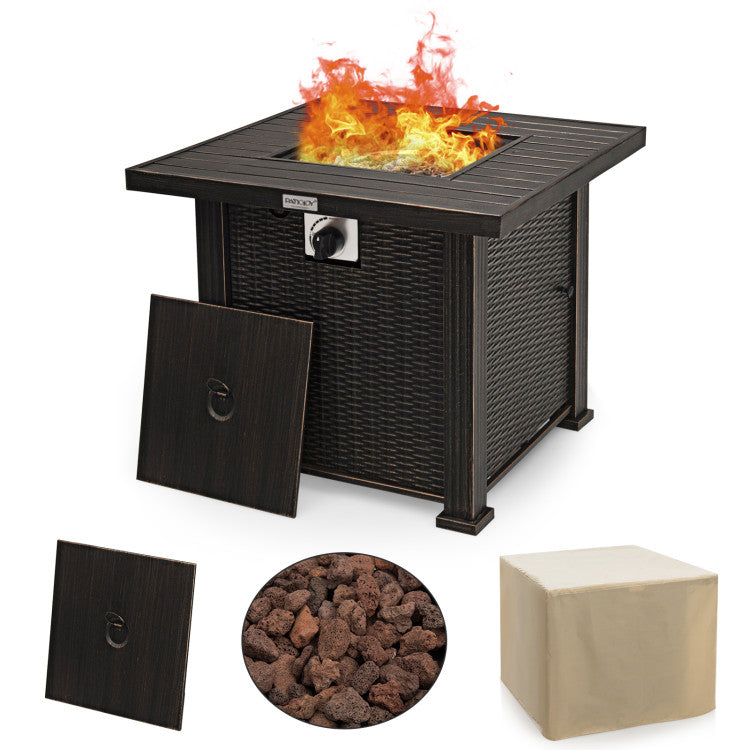 30 Inch 50000 BTU Clean Burning Propane Gas Fire Pit Table with Table Cover