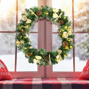 30 Inch Pre-lit Christmas Wreath with 50 LED Lights
