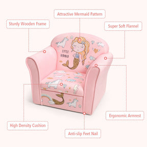 Super Soft Velvet Lamb/Mermaid Couch Sofa with Armrests for Kids