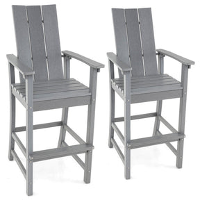 30 Inches Counter Height Bar Stool Outdoor HDPE Tall Adirondack Chair with Armrests and Footrest