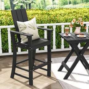 30 Inches Counter Height Bar Stool Outdoor HDPE Tall Adirondack Chair with Armrests and Footrest