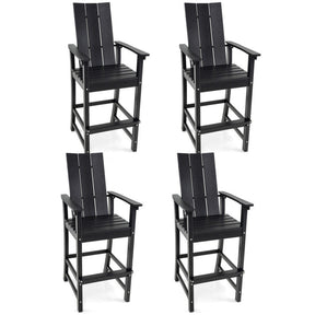 30 Inches Counter Height Bar Stool Outdoor HDPE Tall Adirondack Chair with Armrests and Footrest