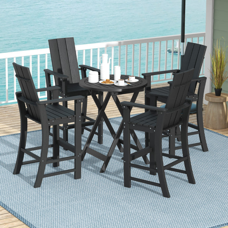 30 Inches Counter Height Bar Stool Outdoor HDPE Tall Adirondack Chair with Armrests and Footrest