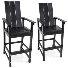 30 Inches Counter Height Bar Stool Outdoor HDPE Tall Adirondack Chair with Armrests and Footrest