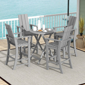 30 Inches Counter Height Bar Stool Outdoor HDPE Tall Adirondack Chair with Armrests and Footrest