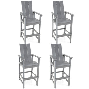 30 Inches Counter Height Bar Stool Outdoor HDPE Tall Adirondack Chair with Armrests and Footrest