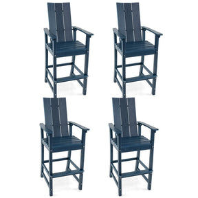 30 Inches Counter Height Bar Stool Outdoor HDPE Tall Adirondack Chair with Armrests and Footrest