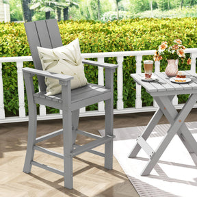 30 Inches Counter Height Bar Stool Outdoor HDPE Tall Adirondack Chair with Armrests and Footrest