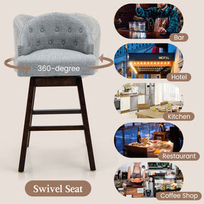 31 Inch Swivel Bar Stools Set of 2 Counter Height Bar Chairs with Adjustable Foot Pads and Sponge Padded Cushion