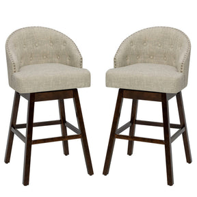 31 Inch Swivel Bar Stools Set of 2 Counter Height Bar Chairs with Adjustable Foot Pads and Sponge Padded Cushion
