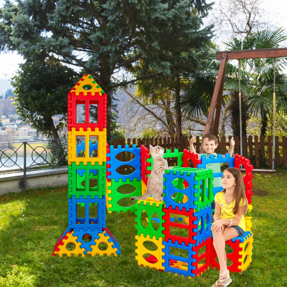 32 Pieces Big Waffle Block Set for Kids Toddler
