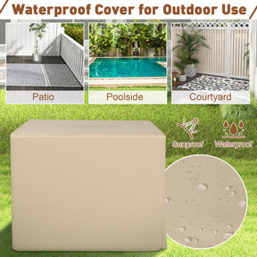 34.5" Propane Gas Fire Pit Table Weatherproof 2-in-1 Outdoor Square Fireplace Stainless Steel Burner with Adjustable Footpads and PVC Cover