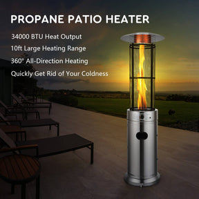 34000 BTU Stainless Steel Round Glass Tube Outdoor Patio Heaters